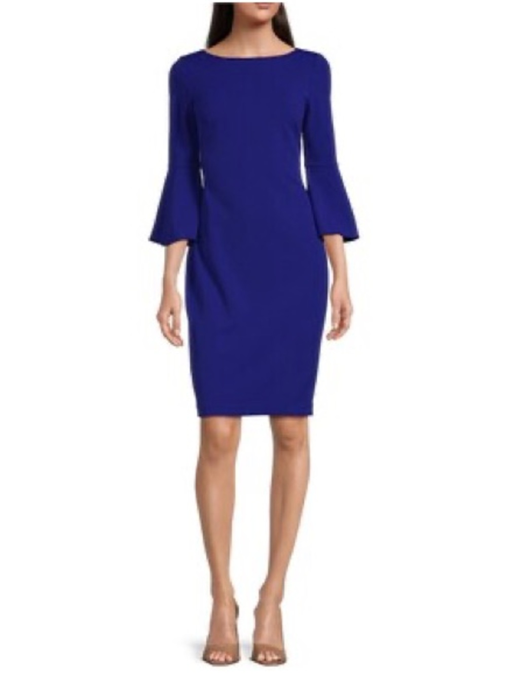 Calvin Klein Women’s Royal Blue Bell-Sleeve Sheath Dress